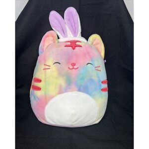 Squishmallows Pastel Rainbow Tie-dye Kitty/Bunny Ears Stuffed Plush Cuddle-‎ 11"